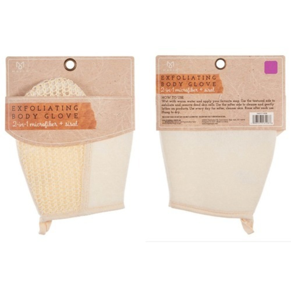 MAYIM Exfoliating Body Glove Microfiber Sisal Smooth Rough Skin Elbows Heels NWT